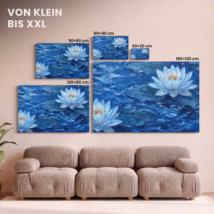 Leinwandbild - Blumen – Wasser – Blau — 6