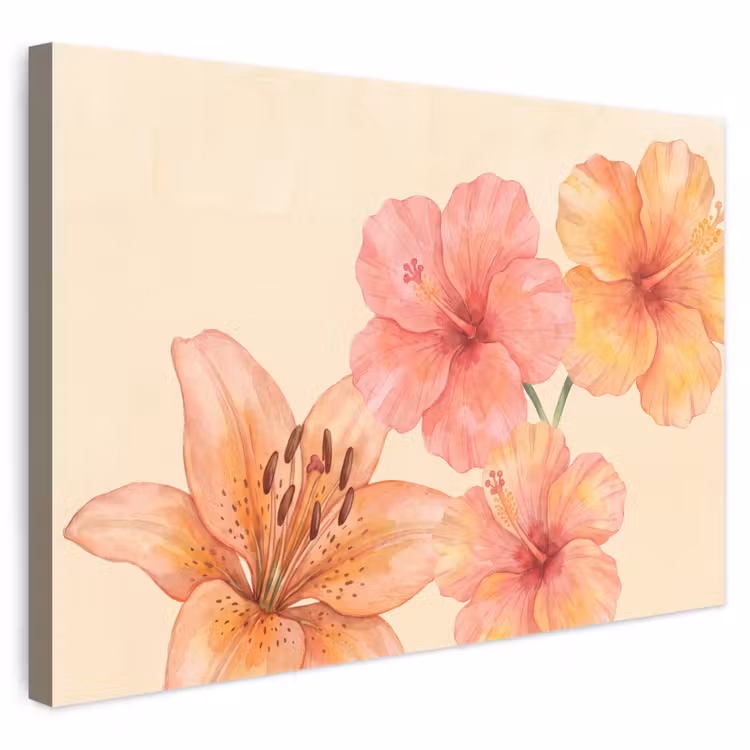 Leinwandbild - Blumen – Aquarell – Natur — 1