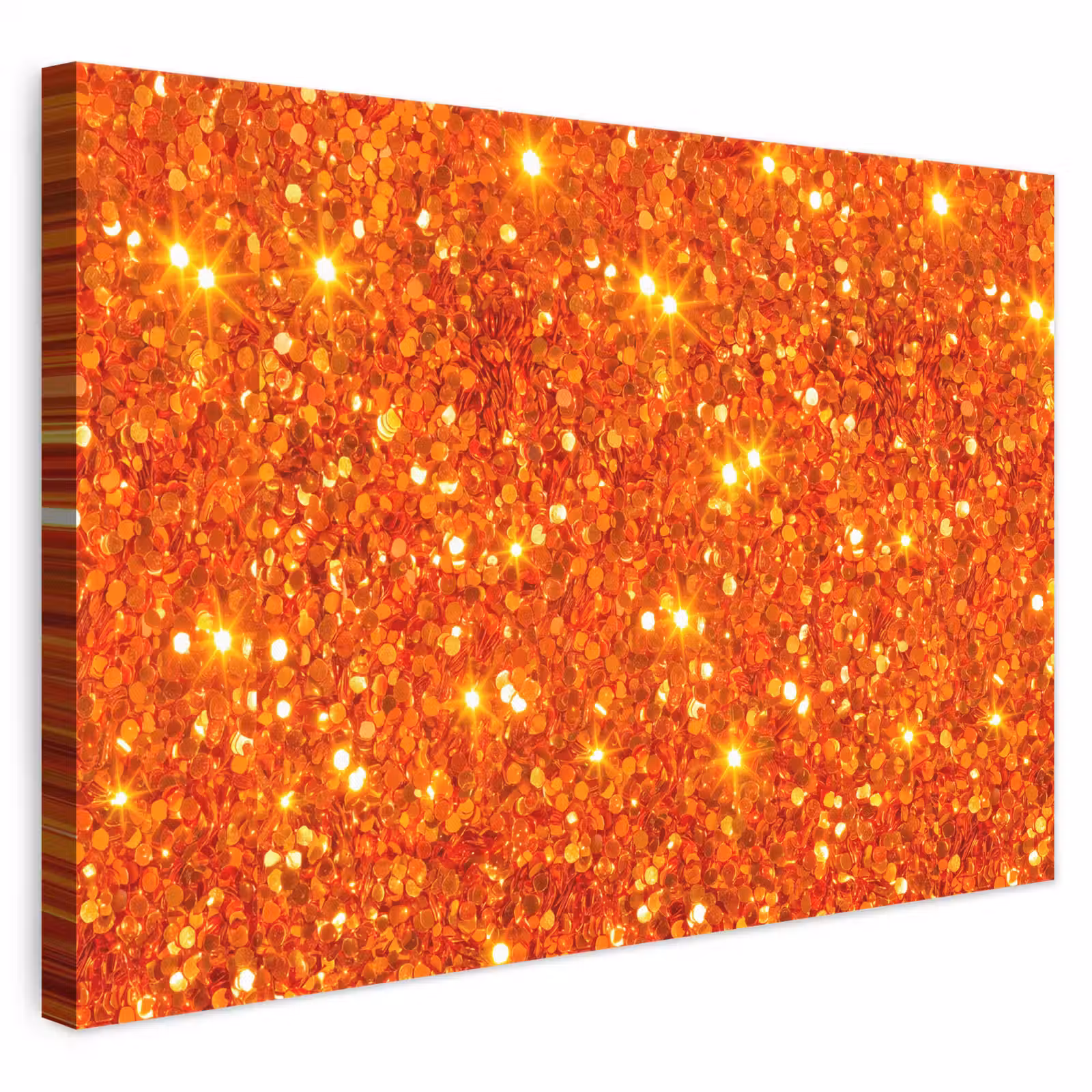 Leinwandbild - Glitzer – Orange – Abstrakt — 1