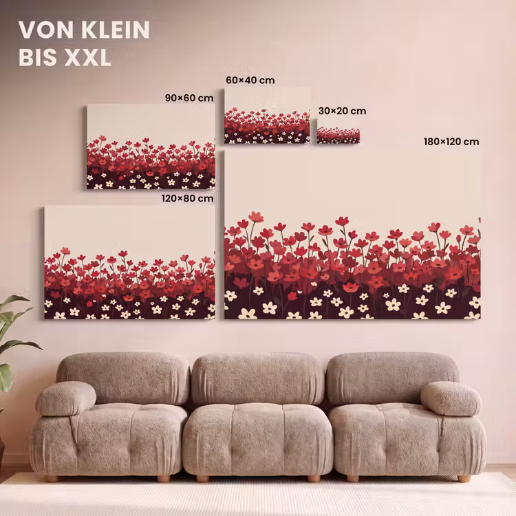 Leinwandbild - Blumen – Rot – Natur — 6