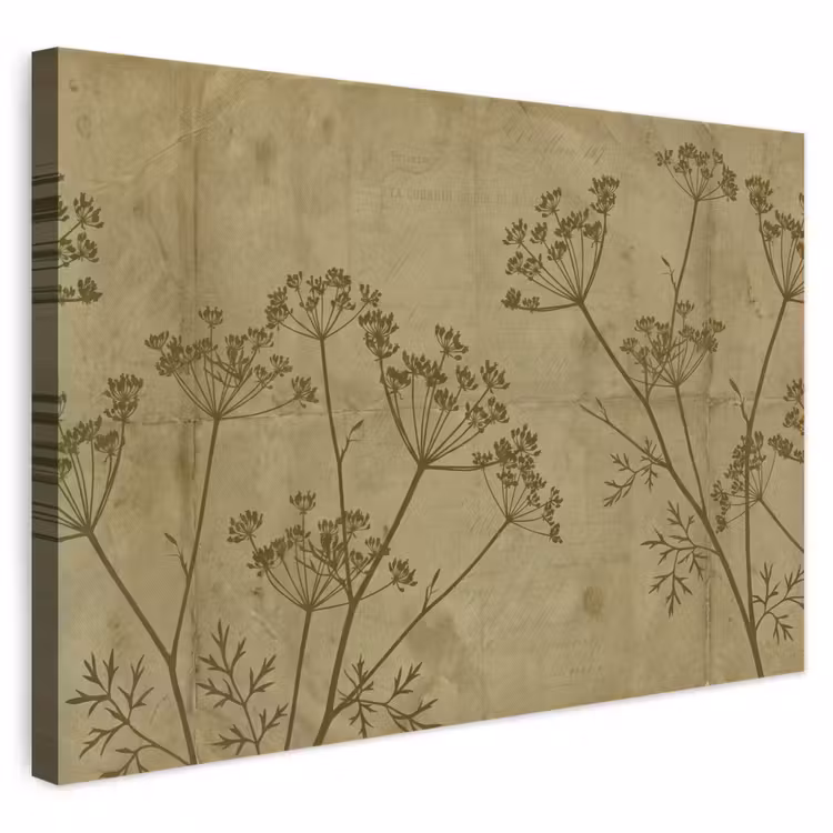 Leinwandbild - Blumen – Schrift – Grün — 1