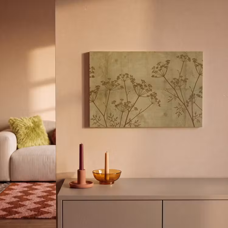Leinwandbild - Blumen – Schrift – Grün — 2