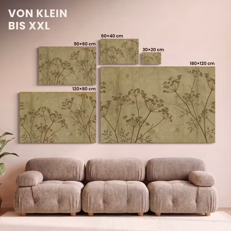 Leinwandbild - Blumen – Schrift – Grün — 6