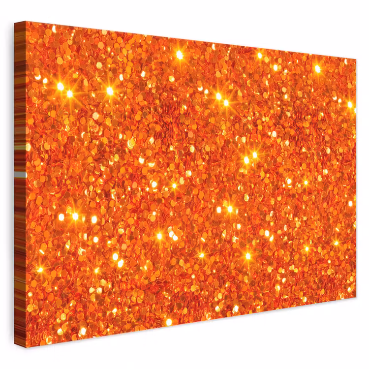 Leinwandbild - Glitzer – Orange – Abstrakt — 1