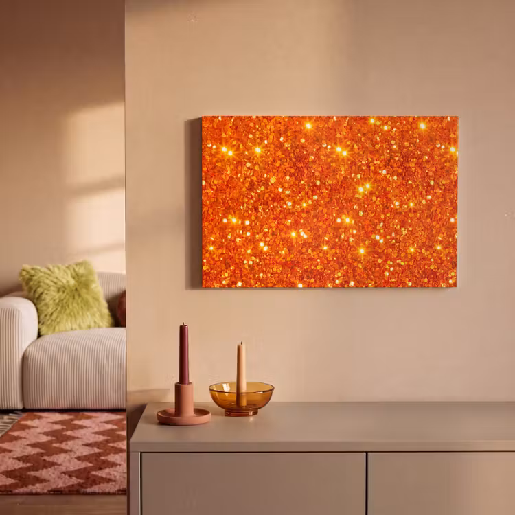 Leinwandbild - Glitzer – Orange – Abstrakt — 2