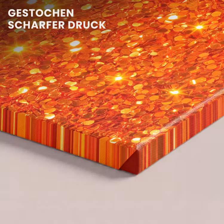 Leinwandbild - Glitzer – Orange – Abstrakt — 4