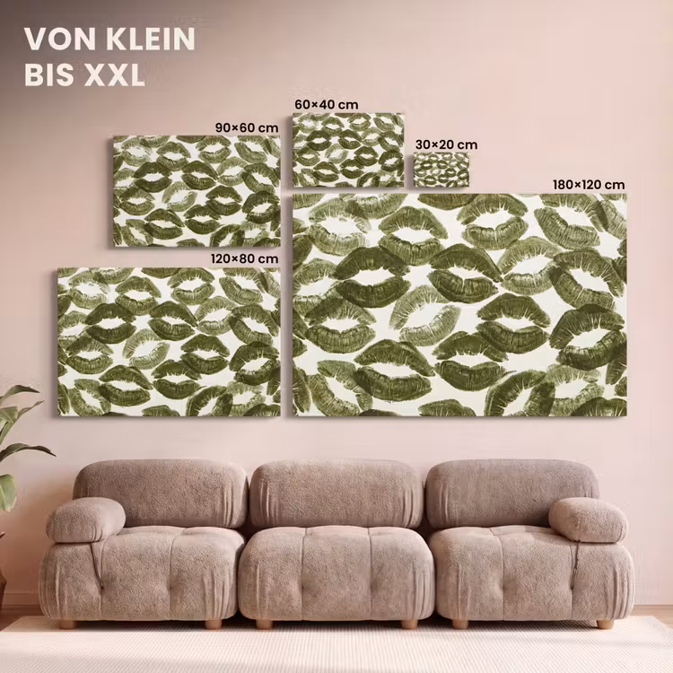Leinwandbild - Kuss – Muster – Grün — 6