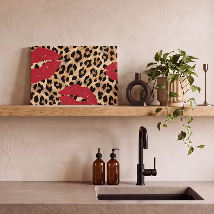 Leinwandbild - Kussabdruck – Tiermuster – Rot — 3