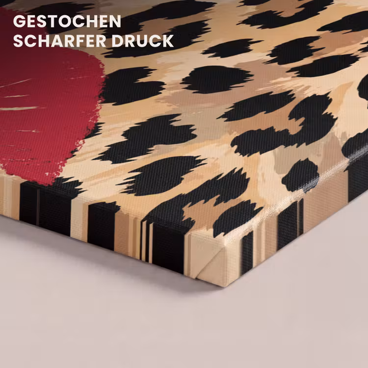 Leinwandbild - Kussabdruck – Tiermuster – Rot — 4