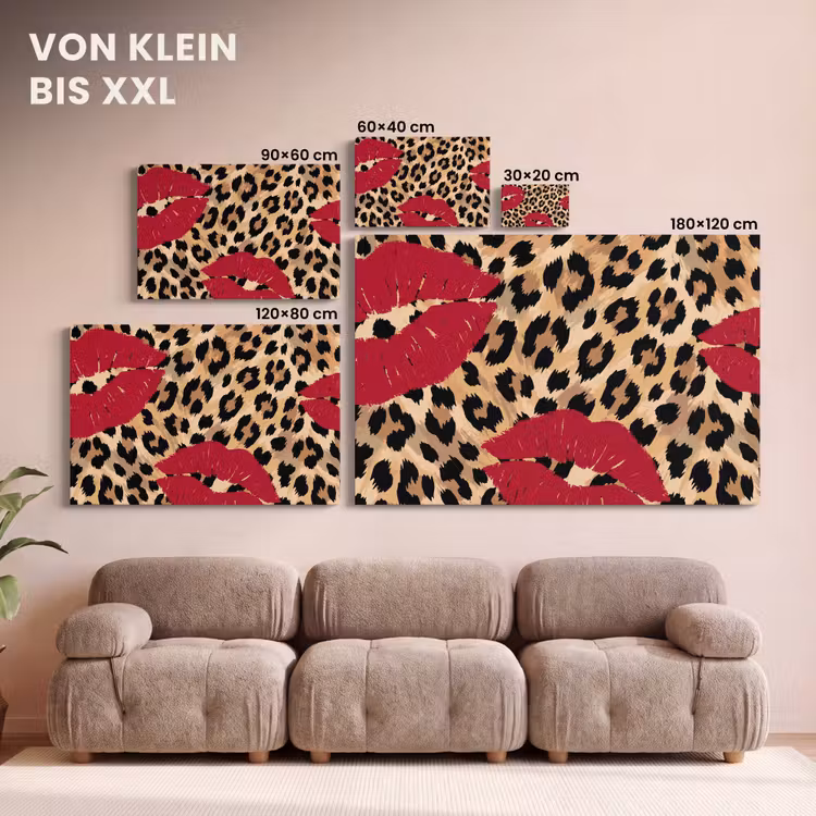 Leinwandbild - Kussabdruck – Tiermuster – Rot — 6