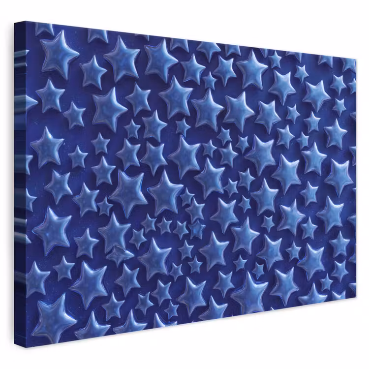 Leinwandbild - Muster mit blauen Sternen — 1