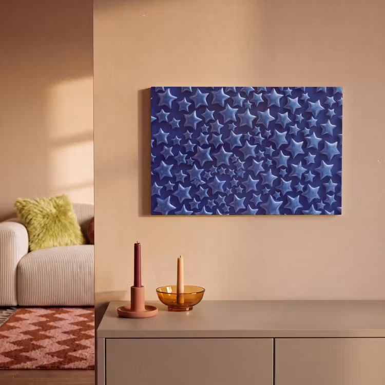 Leinwandbild - Muster mit blauen Sternen — 2