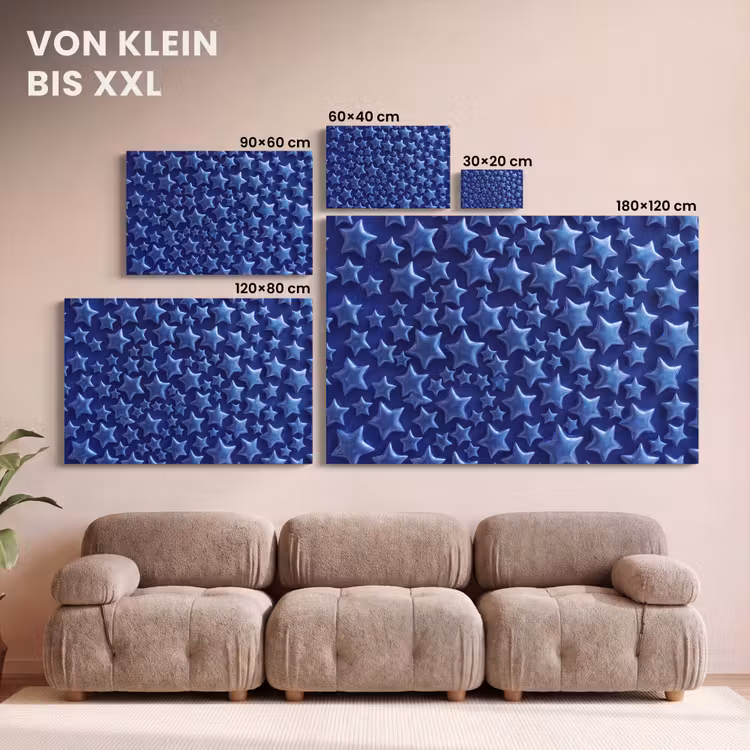 Leinwandbild - Muster mit blauen Sternen — 6
