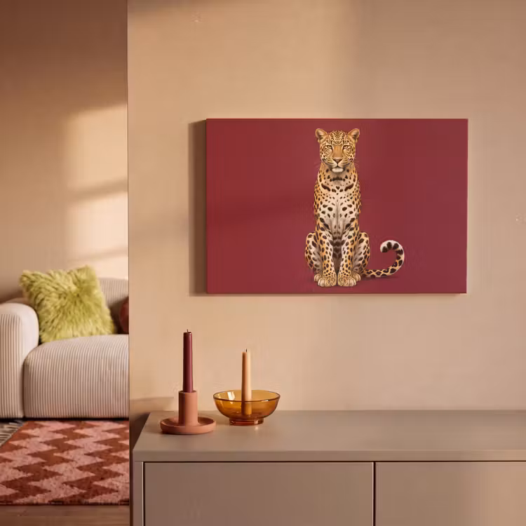 Leinwandbild - Katze – Tiere – Rot — 2