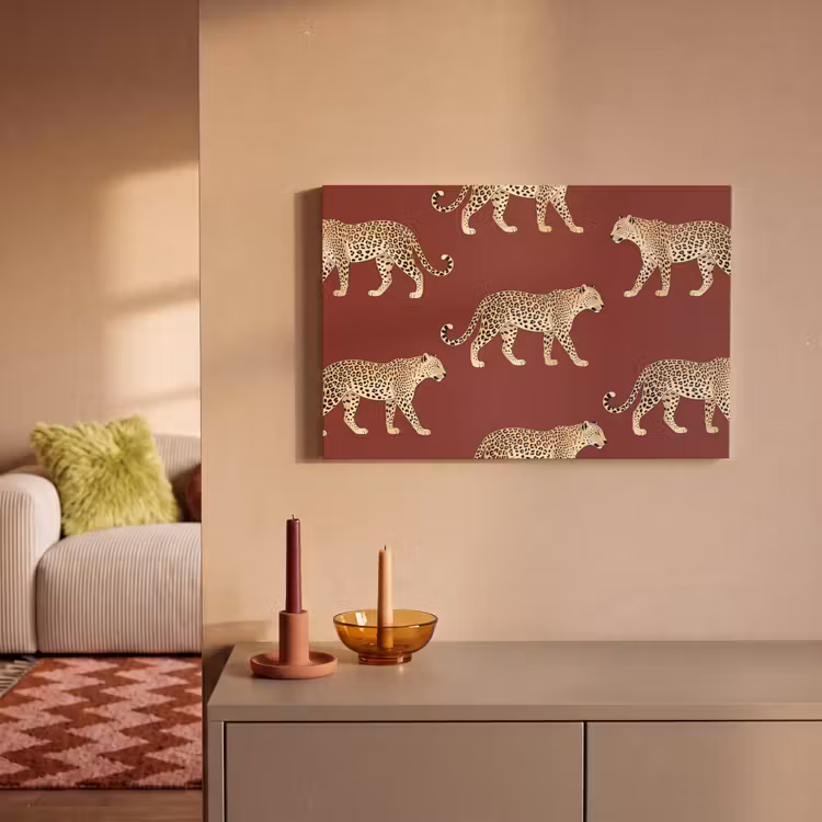 Leinwandbild - Katzen – Muster – Rot — 2