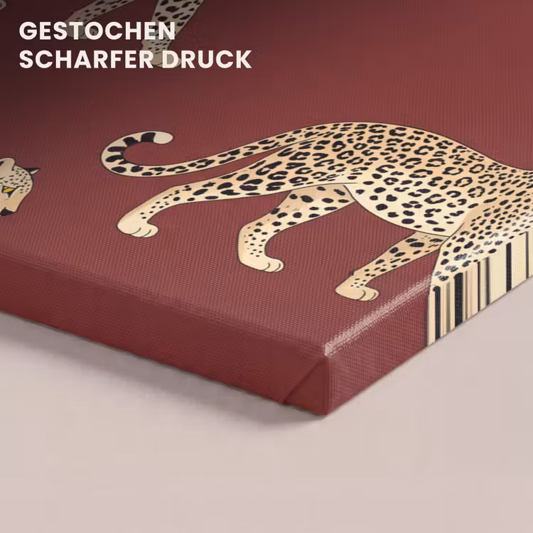 Leinwandbild - Katzen – Muster – Rot — 4