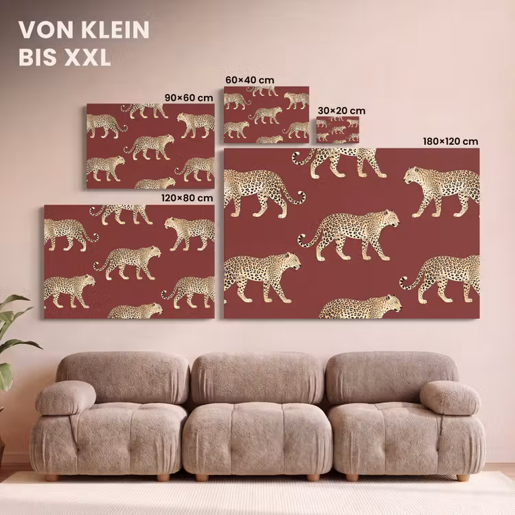 Leinwandbild - Katzen – Muster – Rot — 6