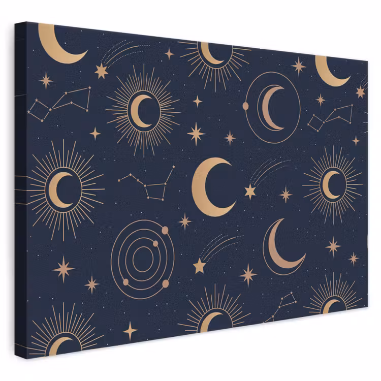 Leinwandbild - Mond – Sterne – Gold — 1