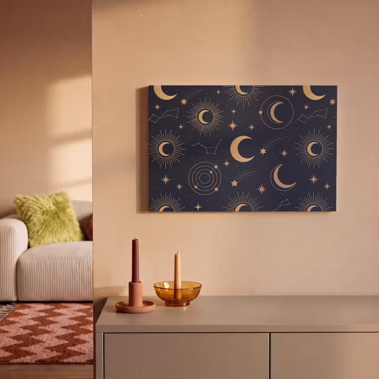 Leinwandbild - Mond – Sterne – Gold — 2