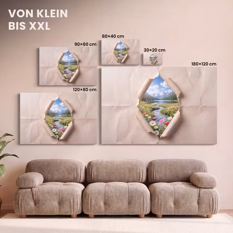 Leinwandbild - Blumen – Fluss – Landschaft — 6