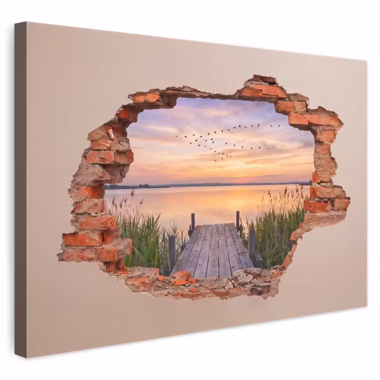 Leinwandbild - Mauer – Landschaft – Illusion — 1