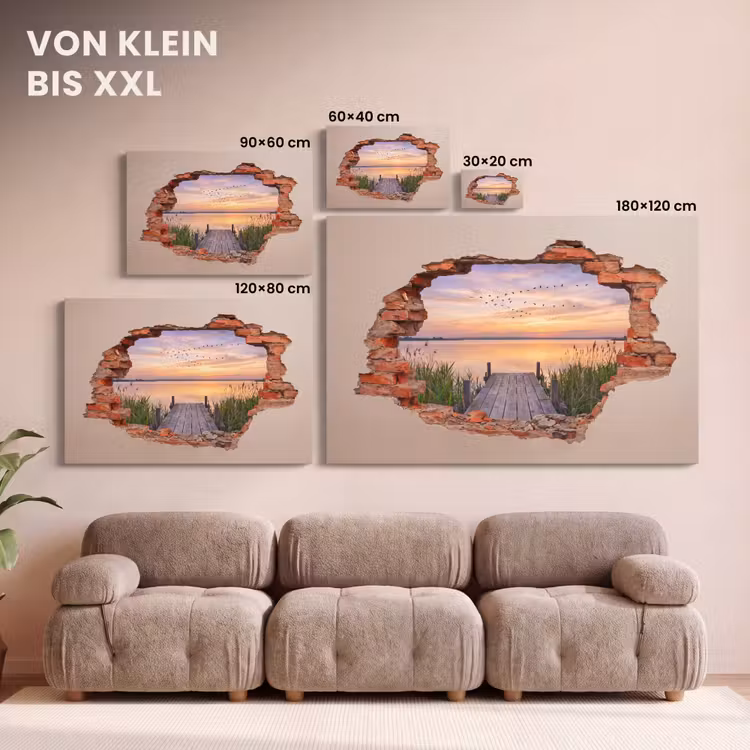 Leinwandbild - Mauer – Landschaft – Illusion — 6