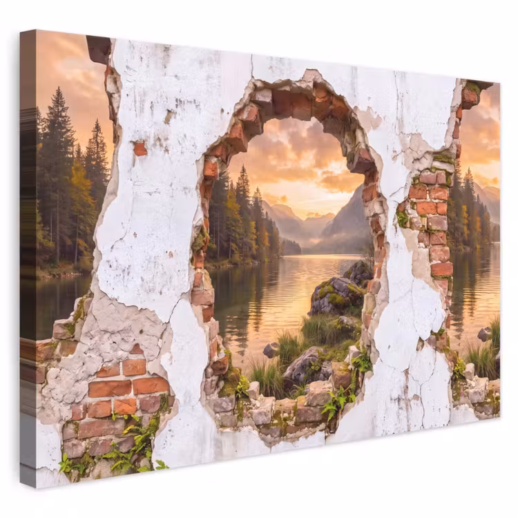 Leinwandbild - Mauer – Landschaft – Natur — 1
