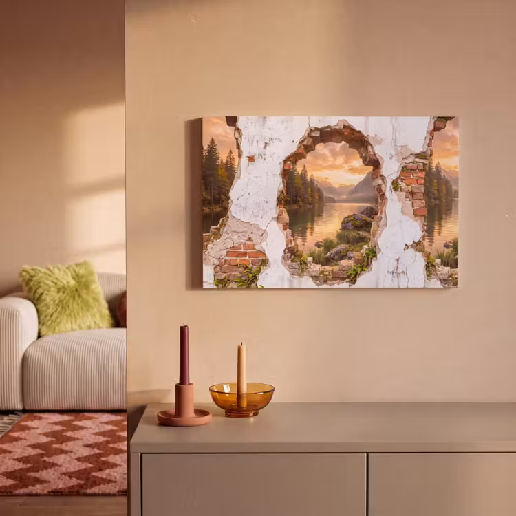 Leinwandbild - Mauer – Landschaft – Natur — 2