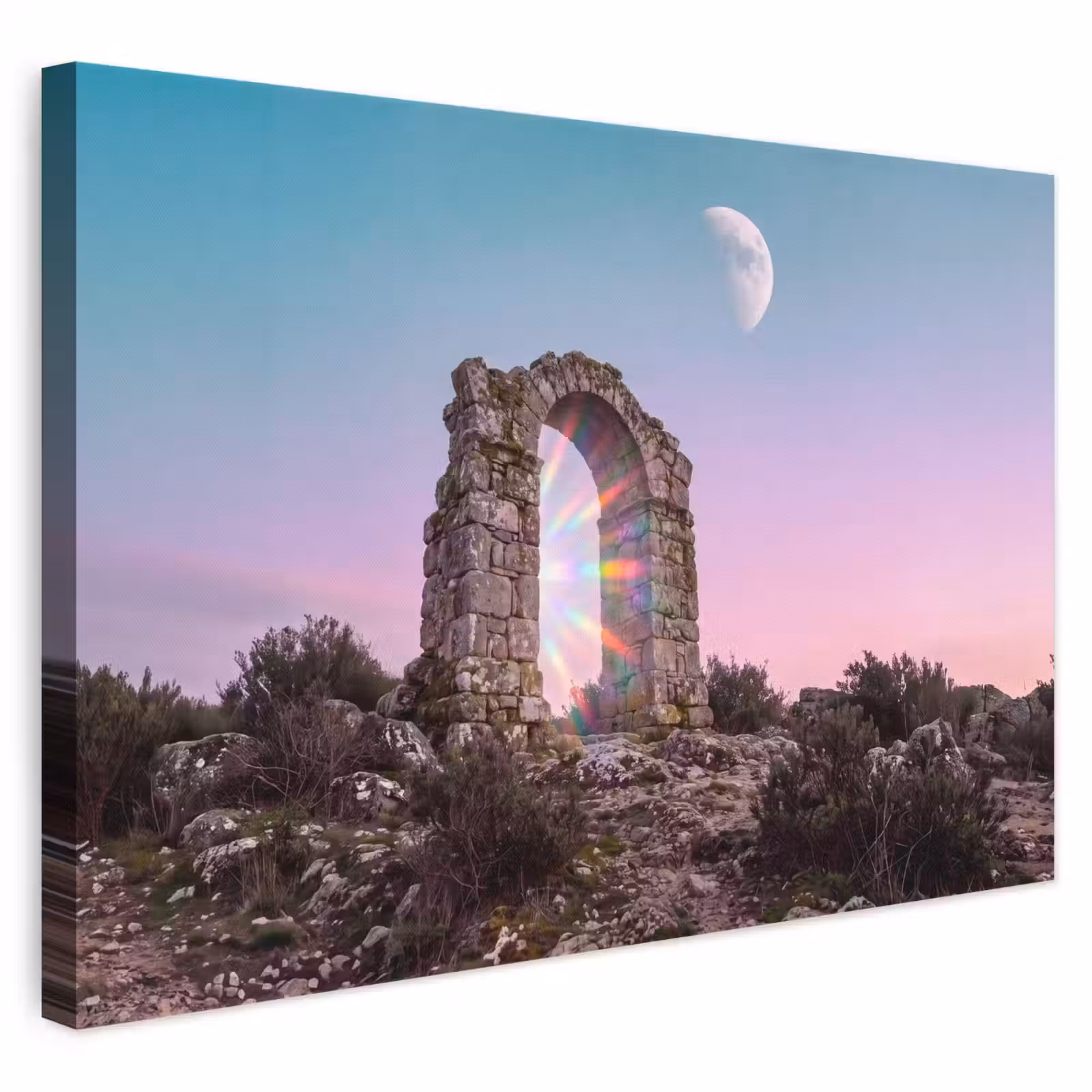 Leinwandbild - Bogen – Regenbogen – Mond — 1