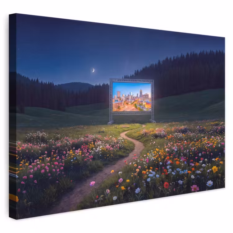 Leinwandbild - Bildschirm – Stadt – Natur — 1