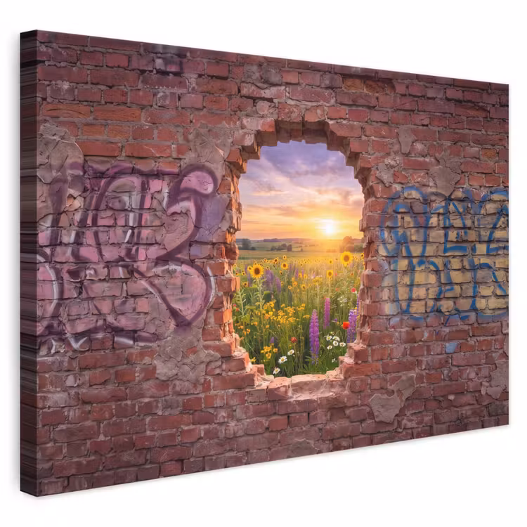Leinwandbild - Blumen – Feld – Natur — 1