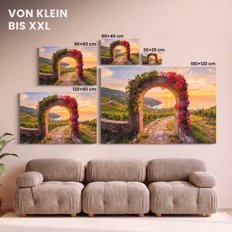 Leinwandbild - Bogen – Sonnenuntergang – Küste — 6
