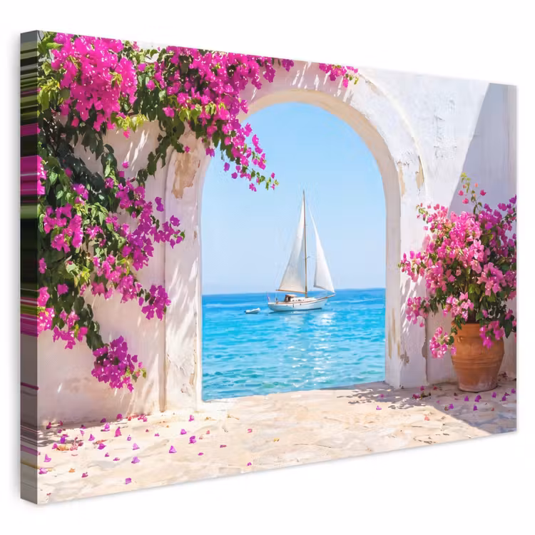 Leinwandbild - Blumen – Meer – Sommer — 1