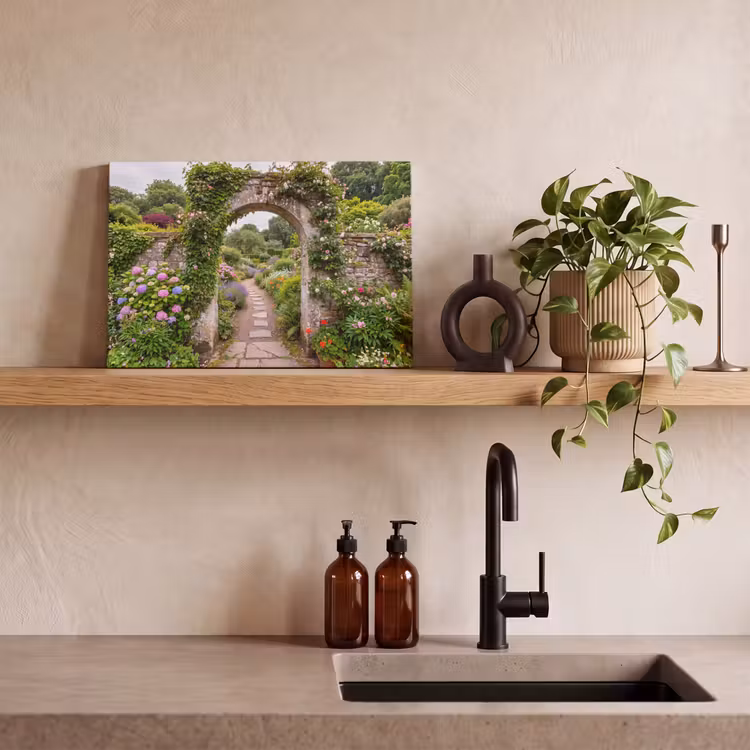 Leinwandbild - Garten – Blumen – Weg — 3