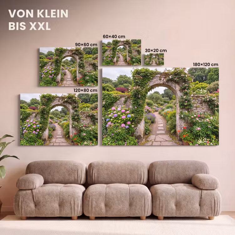 Leinwandbild - Garten – Blumen – Weg — 6