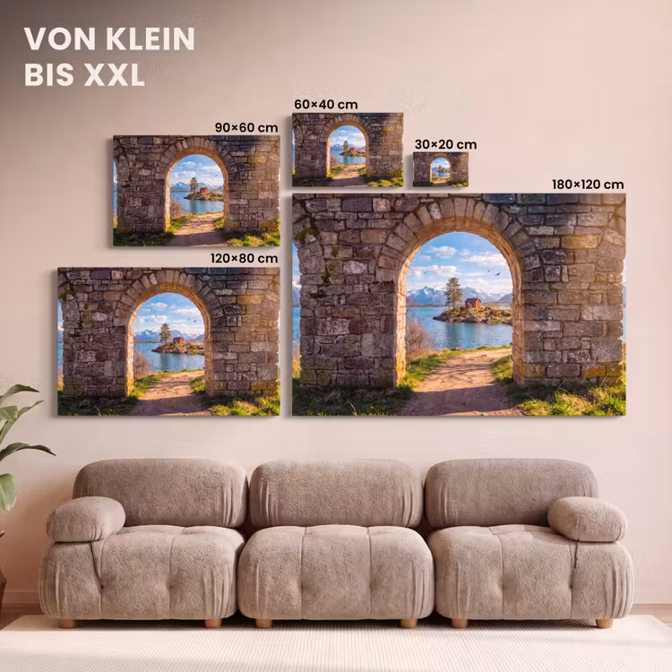 Leinwandbild - Haus – See – Berge — 6