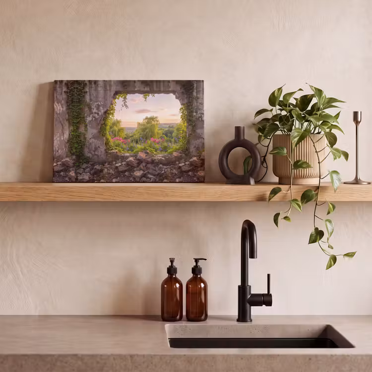 Leinwandbild - Mauer – Natur – Blumen — 3