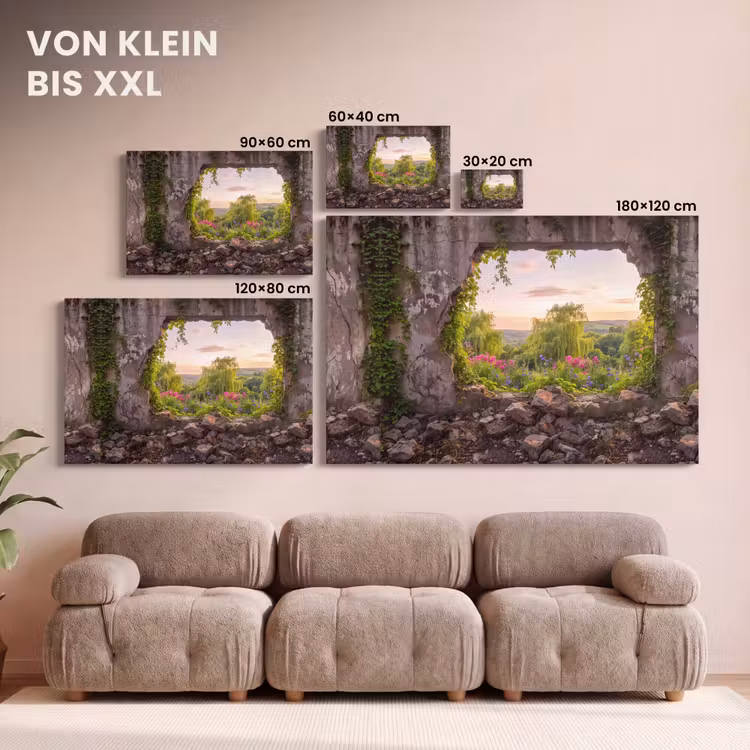 Leinwandbild - Mauer – Natur – Blumen — 6