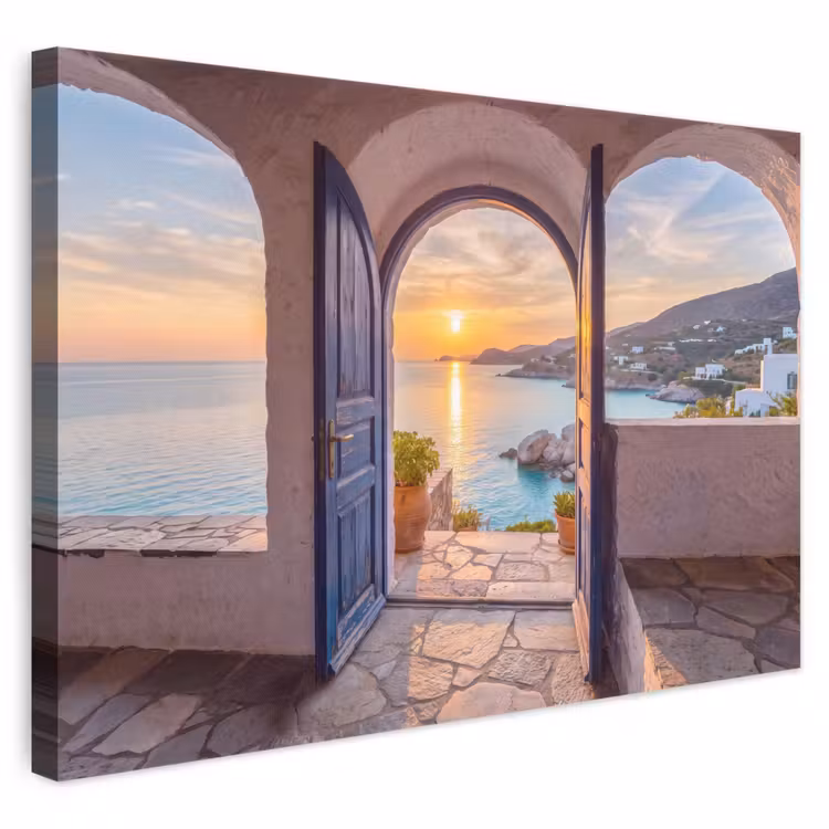 Leinwandbild - Offene Tür – Meer — 1