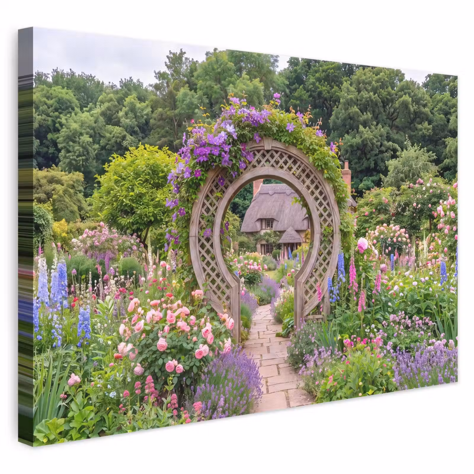 Leinwandbild - Garten – Bogen – Blumen — 1