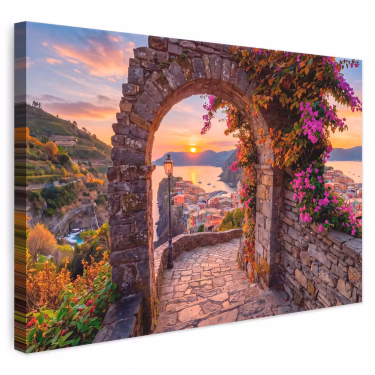 Leinwandbild - Bogen – Küste – Sonnenuntergang — 1