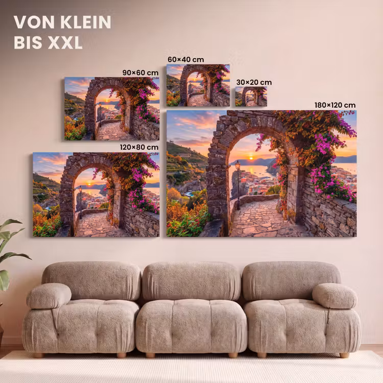 Leinwandbild - Bogen – Küste – Sonnenuntergang — 6