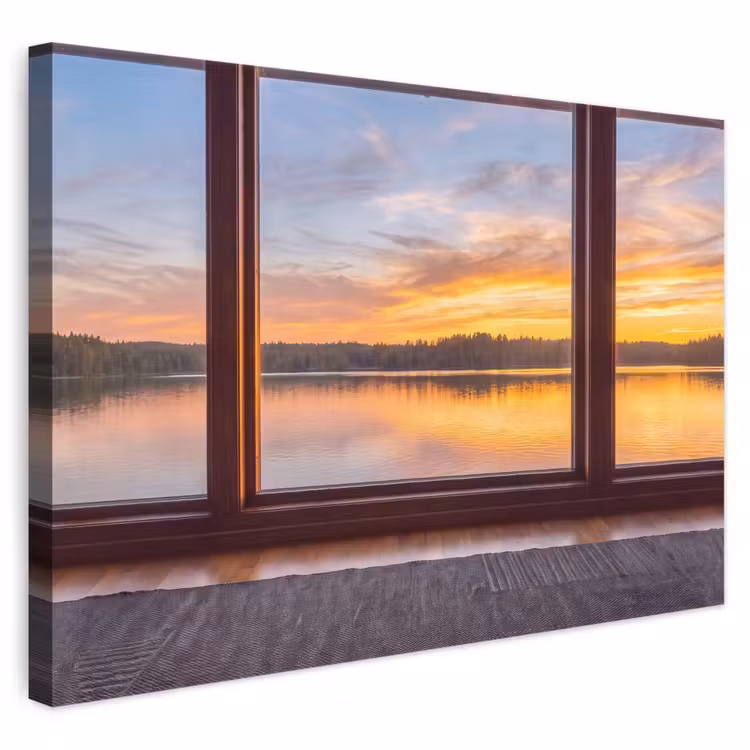 Leinwandbild - Fenster – See – Natur — 1