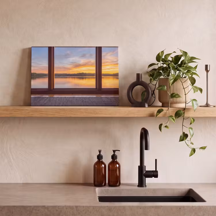 Leinwandbild - Fenster – See – Natur — 3