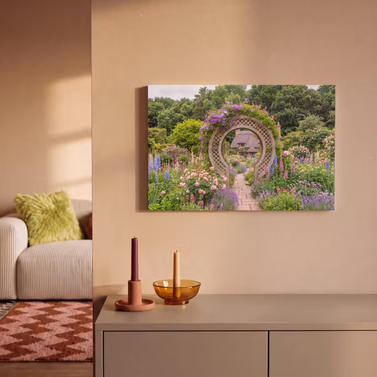 Leinwandbild - Garten – Bogen – Blumen — 2
