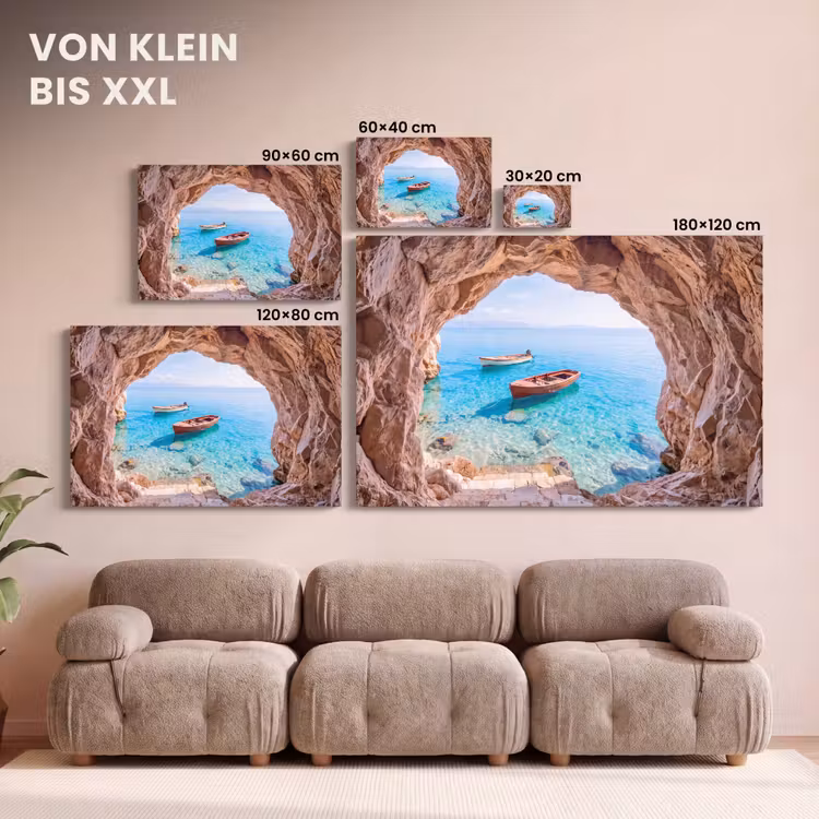 Leinwandbild - Höhle – Meer – Boote — 6