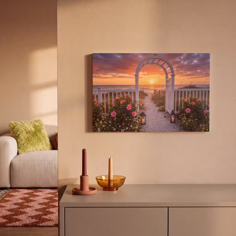 Leinwandbild - Meer – Frosch – Blumen — 2