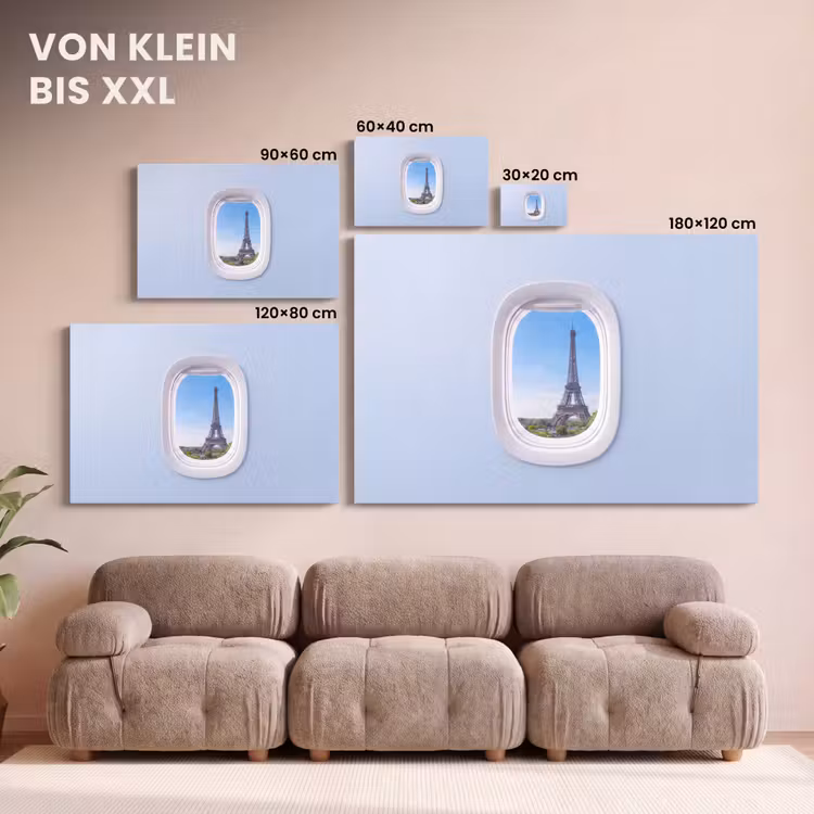 Leinwandbild - Eiffelturm – Flugzeugfenster – Reisen — 6