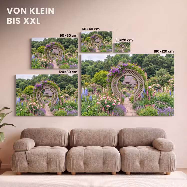 Leinwandbild - Garten – Bogen – Blumen — 6