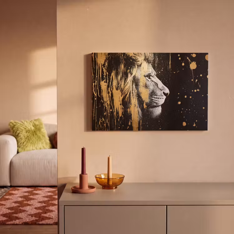 Leinwandbild - Porträt - Löwe - Abstrakt - Gold — 2